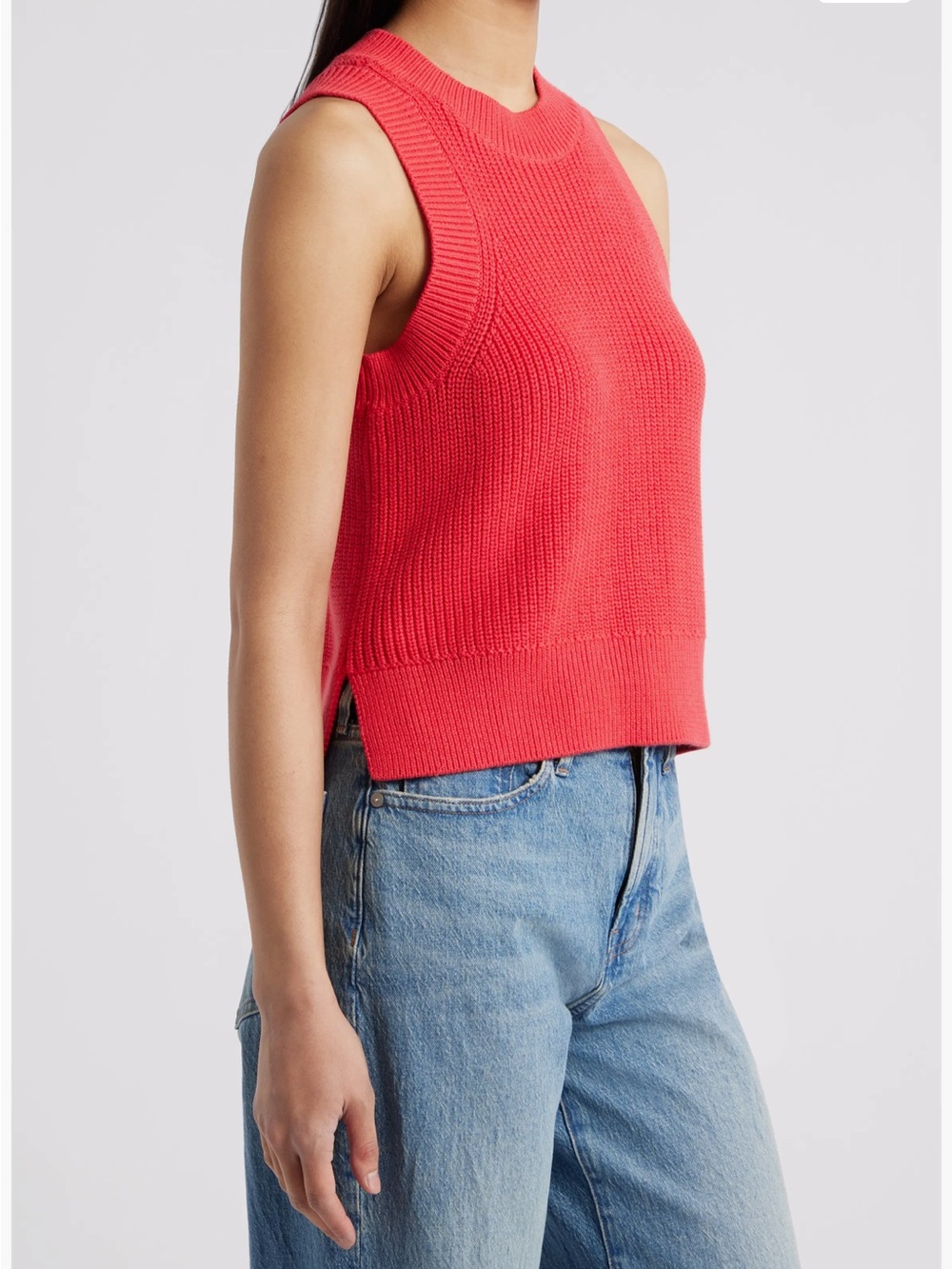 525 America Ribbed Sleeveless Knit Tank in Coral